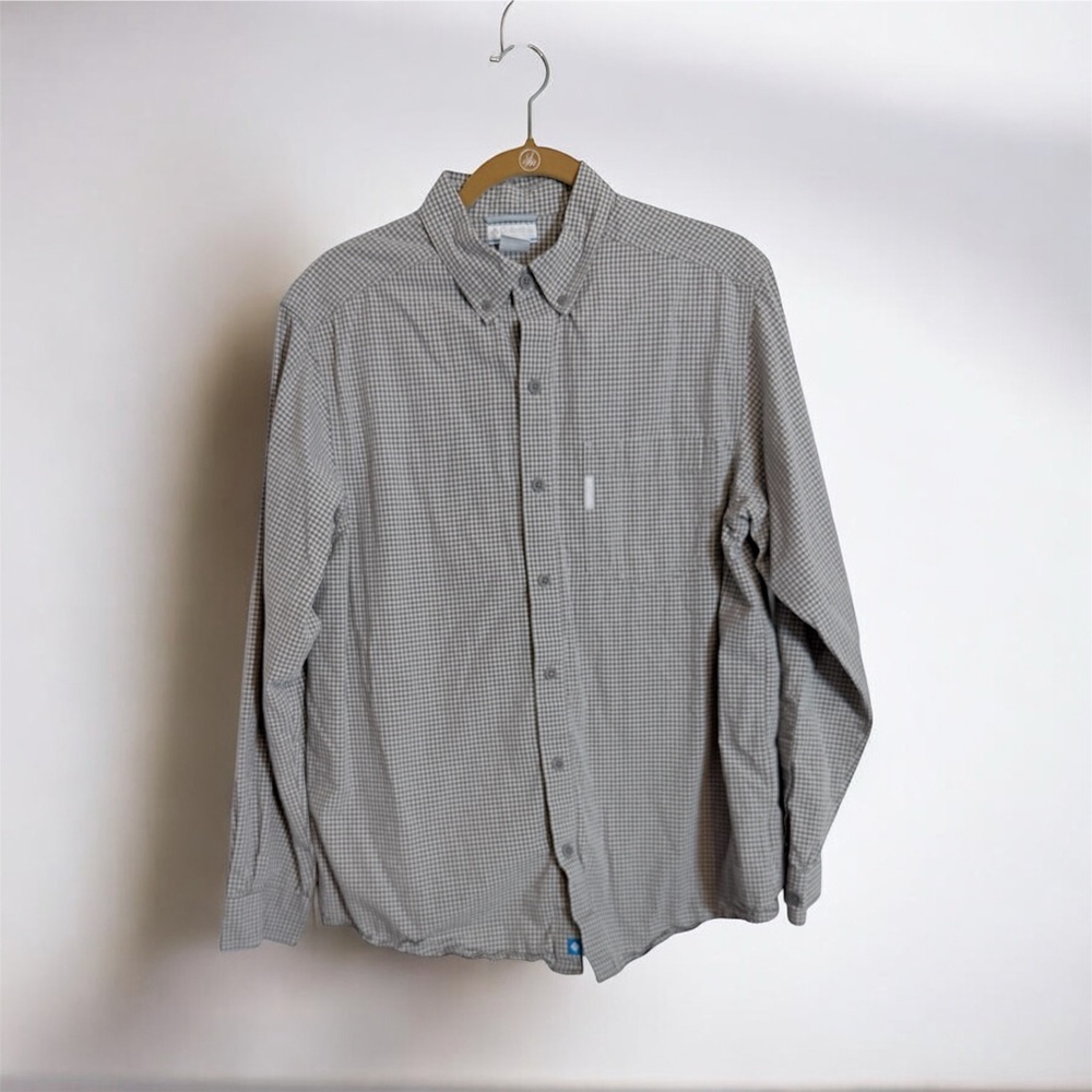 Columbia Men's Black and White Checkered Shirt Medium button down pocket